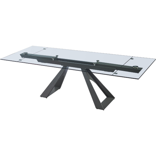 San Diego Extension Dining Table in Tempered Glass & Grey Steel